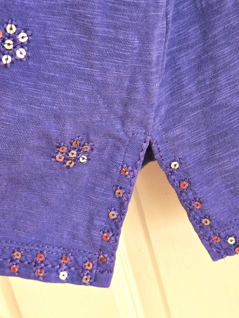 Soft Surroundings Sequin Tunic Top 1X Purple Split V-Neck - Picture 6 of 12
